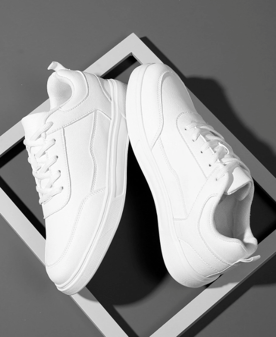 For Men - All White Sneakers Lace-Up Front Skate Shoes