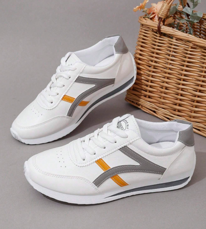 FOR HER: White Leather Breathable Casual Running Shoes